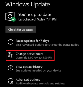 Windows 10 Change Active Hours For Updates