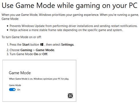 Windows 10 Game Mode Instructions