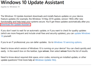 Windows 10 Update Assistant