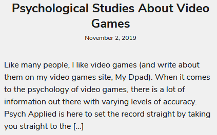 Psych Applied Psychology Studies About Video Games