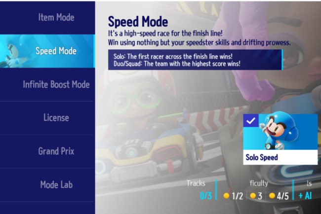 Screenshot of KartRider Drift mode selection screen