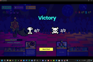 Screenshot of Dancing Duelists victory screen