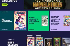 Screenshot of IDW Comics website