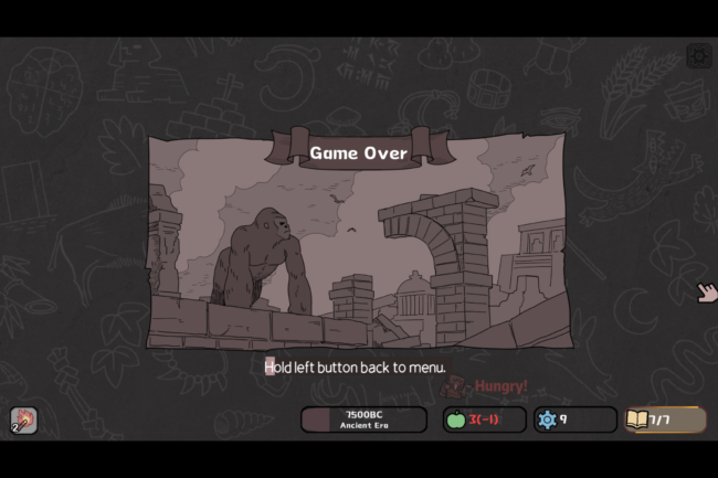 Screenshot of Tiny Civilization Game Over Screen