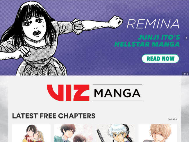 Screenshot of VIZ Manga website