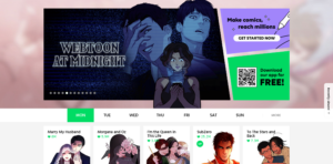 Screenshot of WEBTOON Comics website