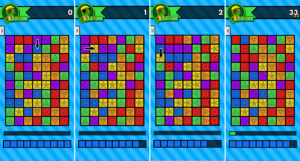 Screenshot of Collapsus gameplay showing block breaking in multiple directions