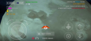Screenshot of Galaxy Trader landing approach to a planet