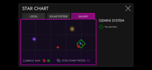 Screenshot of Galaxy Trader star chart unlock map