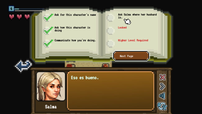 Screenshot of Newcomer language learning RPG